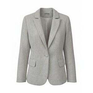 Luvamia Tweed Women's Cream Single-Button Textured Blazer - Size Small